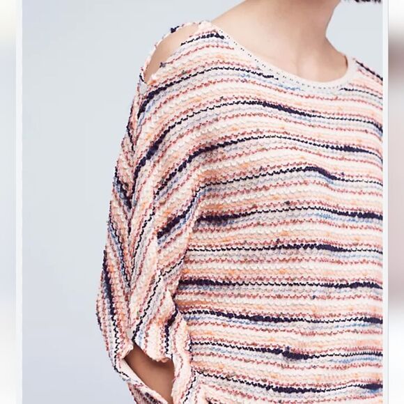 Anthropology Postmark colorful textured knit peek a boo sleeve sweater - Picture 8 of 10